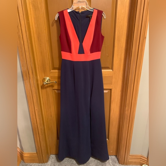 BCBGMaxAzria Navy, Burgundy and Orange Formal Floor-Length Dress - Picture 7 of 7